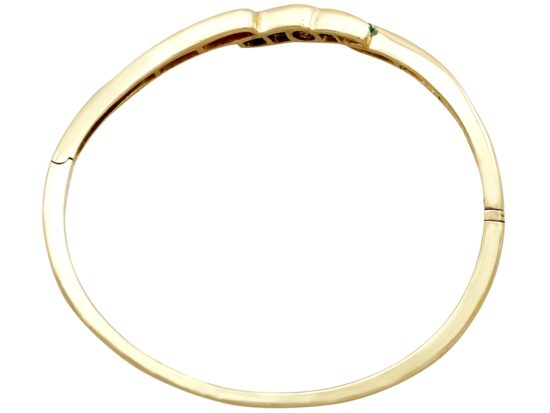 Emerald and Diamond Bangle in Yellow Gold back