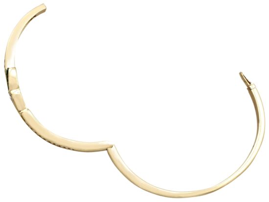 Emerald and Diamond Bangle in Yellow Gold open