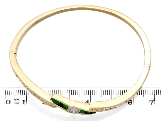 Emerald and Diamond Bangle in Yellow Gold size