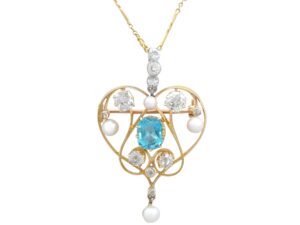 Aquamarine Pendant Brooch in Gold
