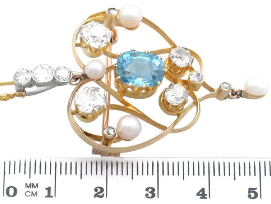 Aquamarine Pendant Brooch in Gold size
