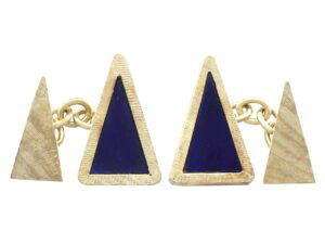Vintage Lapis Lazuli Yellow Gold Cufflinks