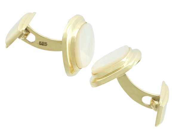 vintage mother of pearl cufflinks in yellow gold