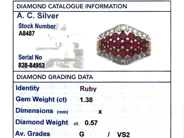 Vintage Gold Ruby Dress Ring grading card