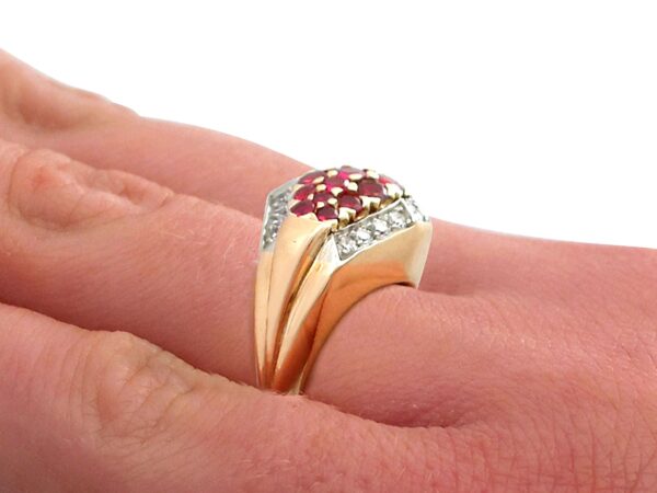 Vintage Gold Ruby Dress Ring on hand