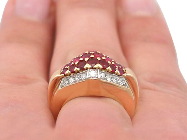 Vintage Gold Ruby Dress Ring on finger