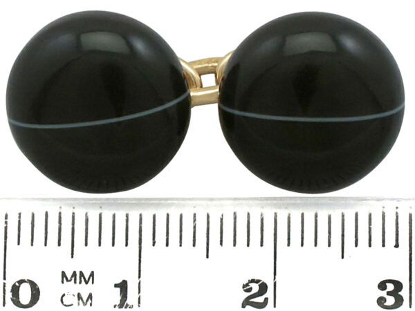 circular agate cufflinks in gold size