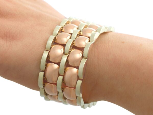 Vintage Rose Yellow Gold Bracelet On Hand