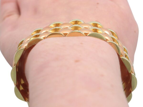Art Deco Style Gold Bracelet On Wrist
