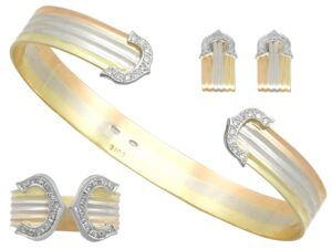Vintage Diamond Tri Colour Gold Suite