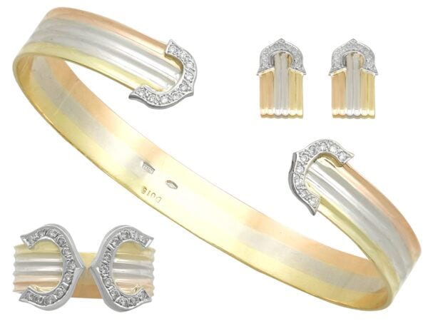 Vintage Diamond Tri Colour Gold Suite