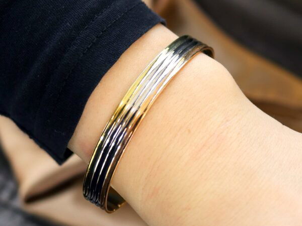 Diamond Gold Bangle Side View On Wrist