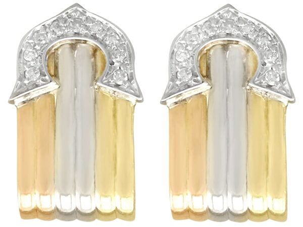 Vintage Diamond Gold Earrings Front