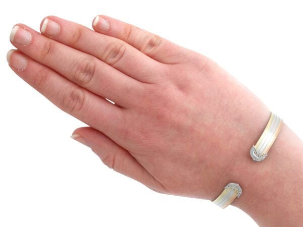 Diamond Gold Bangle On Wrist