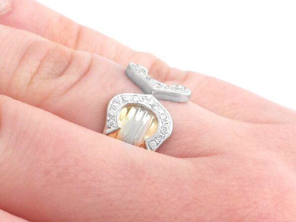 Vintage Diamond Gold Ring On Finger