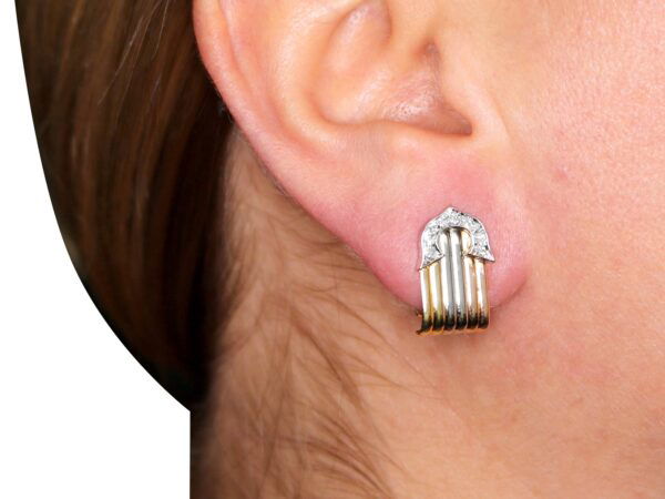 Vintage Diamond Gold Earrings in Ear
