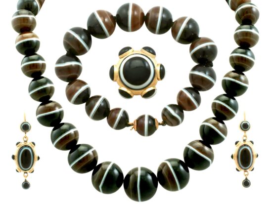 Banded Agate Gold Jewellery Suite