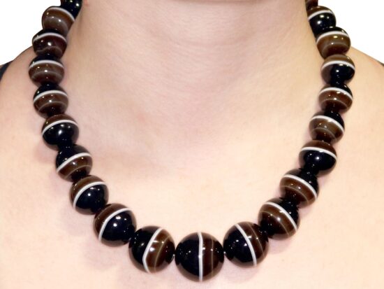 Banded Agate Necklace Worn