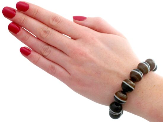 Antique Agate Bracelet Being Worn