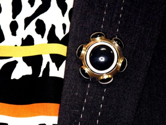 Antique Agate Brooch Being Worn