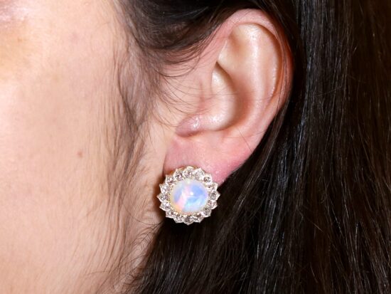 Victorian Opal Earrings Being Worn