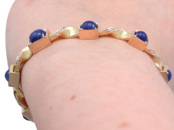 Close Up Antique Sapphire Bracelet On Hand