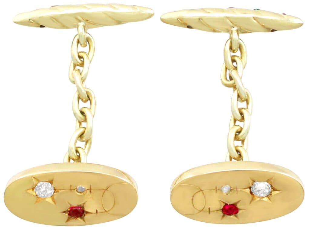 antique gold ruby cufflinks