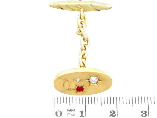 antique 14k yellow gold gemstone cufflinks