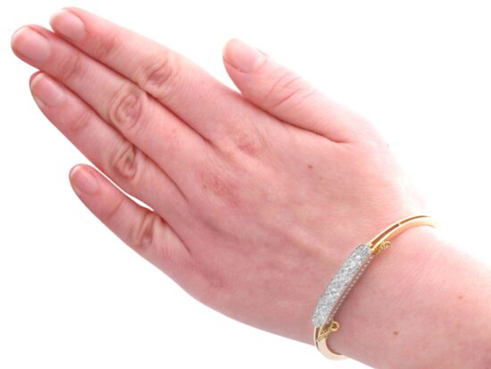 Diamond Gold Bangle On Wrist