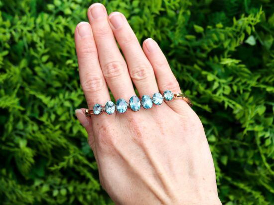 Vintage Blue Zircon Yellow Gold Bracelet
