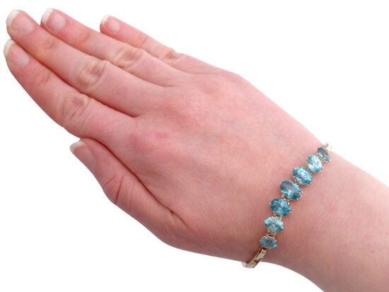 Blue Zircon Bracelet On Wrist
