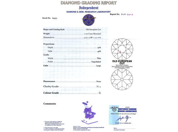 Diamond Grading Certfifcate