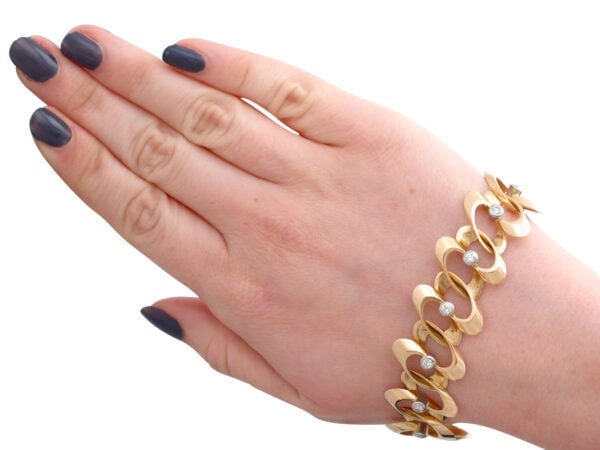 Diamond Yellow Gold Bracelet On Wrist