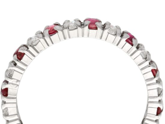 setting of Ruby and Diamond Eternity Ring