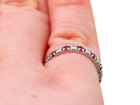 Ruby and Diamond Eternity Ring on hand