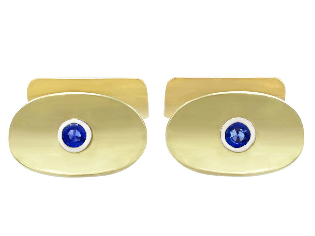 vintage gold sapphire cufflinks