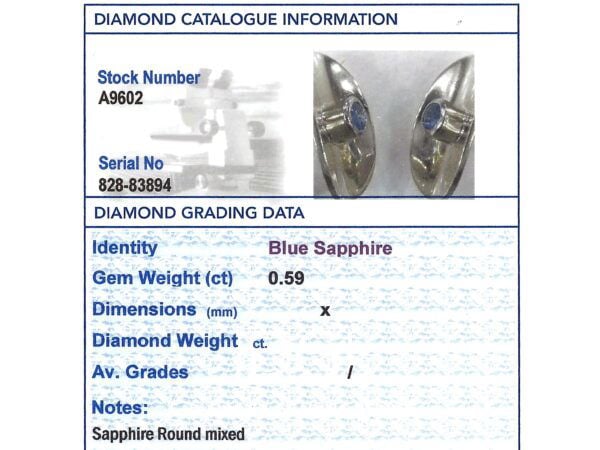 vintage gold sapphire cufflinks grading card