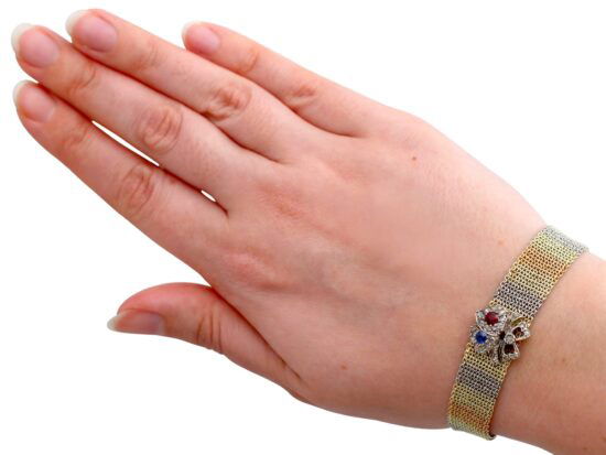 Ruby Sapphire Gold Bracelet On Wrist