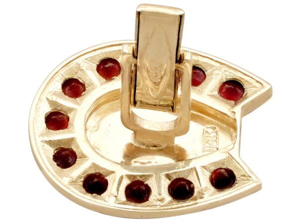 gold garnet horseshoe cufflink