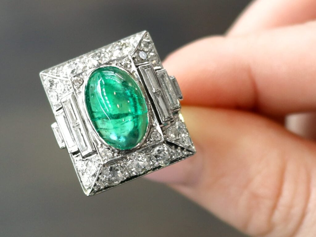 emerald art deco cocktail ring