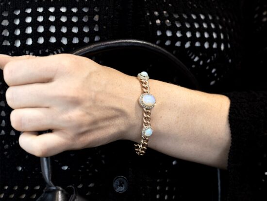 Antique opal and diamond bracelet wearing