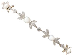 Antique Natural Pearl Diamond Bracelet Front