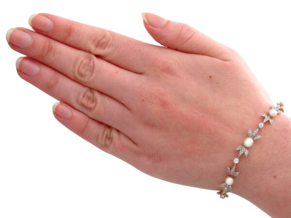 Pearl Diamond Bracelet On Wrist