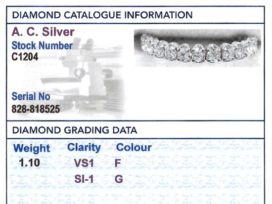 1970s 18ct White Gold Full Eternity Ring grading card