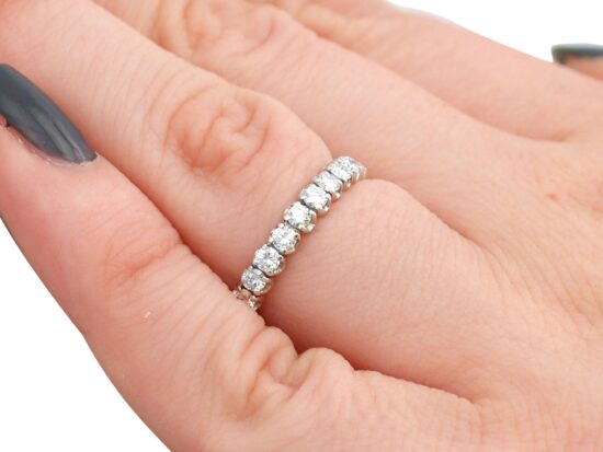 1970s 18ct White Gold Full Eternity Ring on hand
