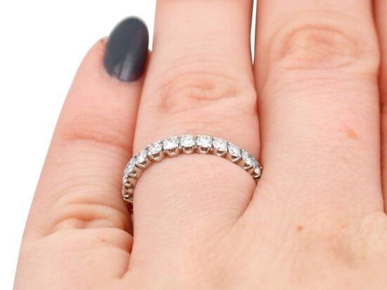 1970s 18ct White Gold Full Eternity Ring on finger