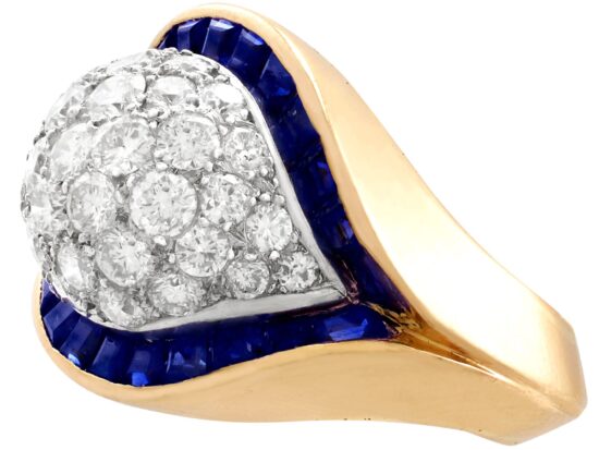 unusual gold sapphire and diamond ring