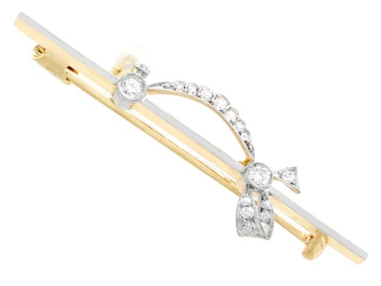 Diamond and Pearl Bar Brooch