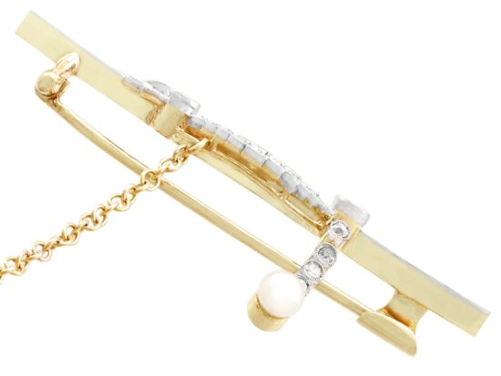 Diamond and Pearl Bar Brooch edge