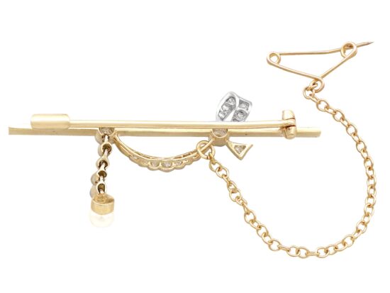 Diamond and Pearl Bar Brooch reverse